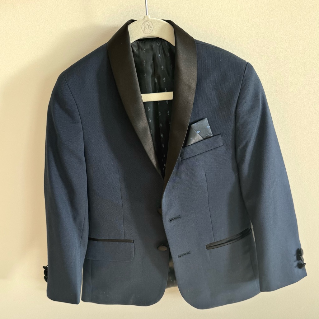 Boys Tuxedo Jacket Leo & Zachary Blue And Black Suit Jacket Size 5
